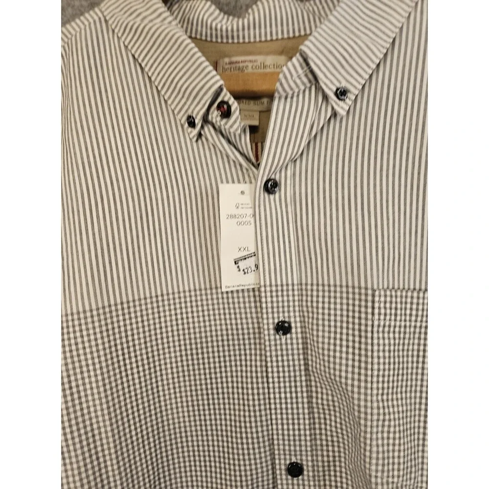 Banana Republic‎ Heritage Shirt Mens 2XL Tailored Slim Fit Long Color Block NEW